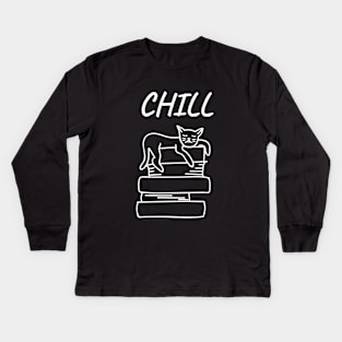 Cat Says Chill Kids Long Sleeve T-Shirt